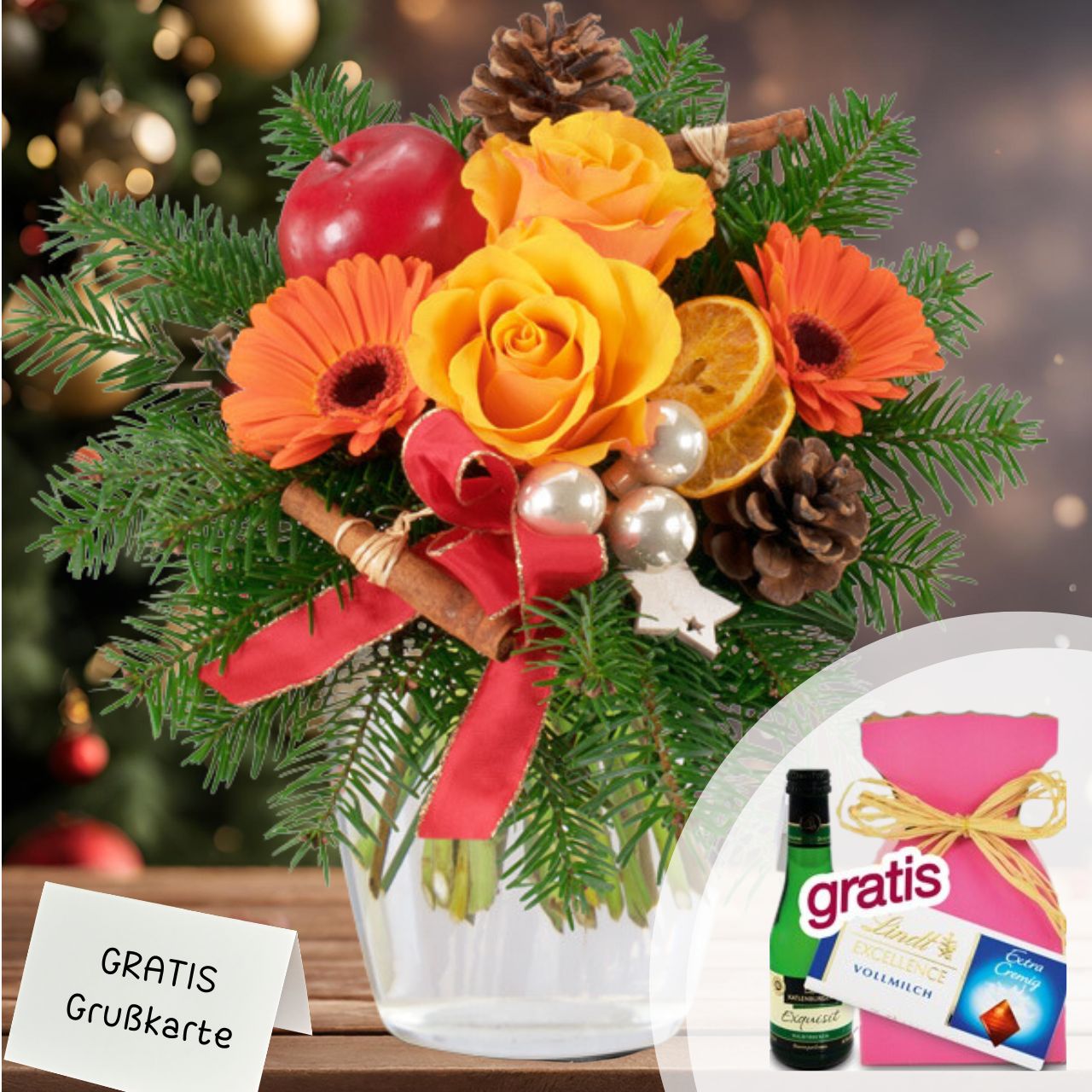 Kleiner Weihnachtsgruss zur Adventszeit: Ein farbenfroher Strauss in Orange