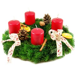 Adventskranz mit roten Kerzen online bestellen