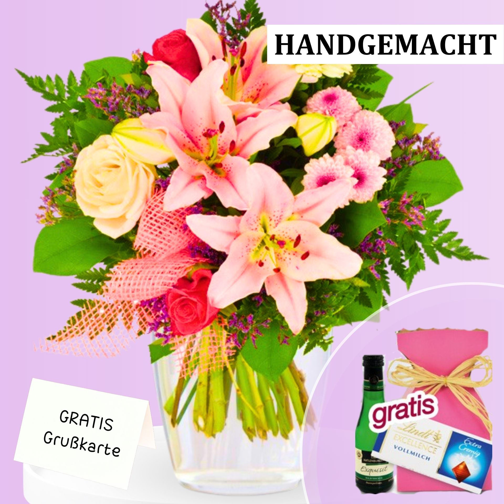 Blumen verschicken - Handgemachter Blumenstrauß mit gratis Grußkarte